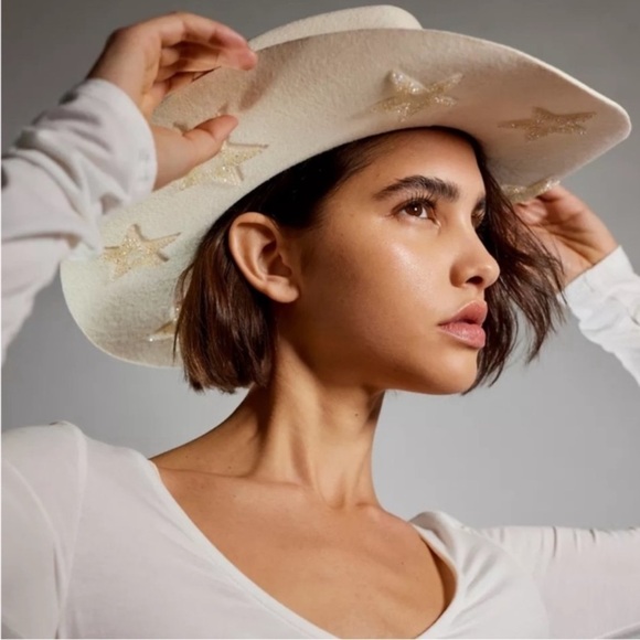 Wyeth Stars ⭐️ Rancher Hat Brim Sequin embellished Wool ivory main image 9
